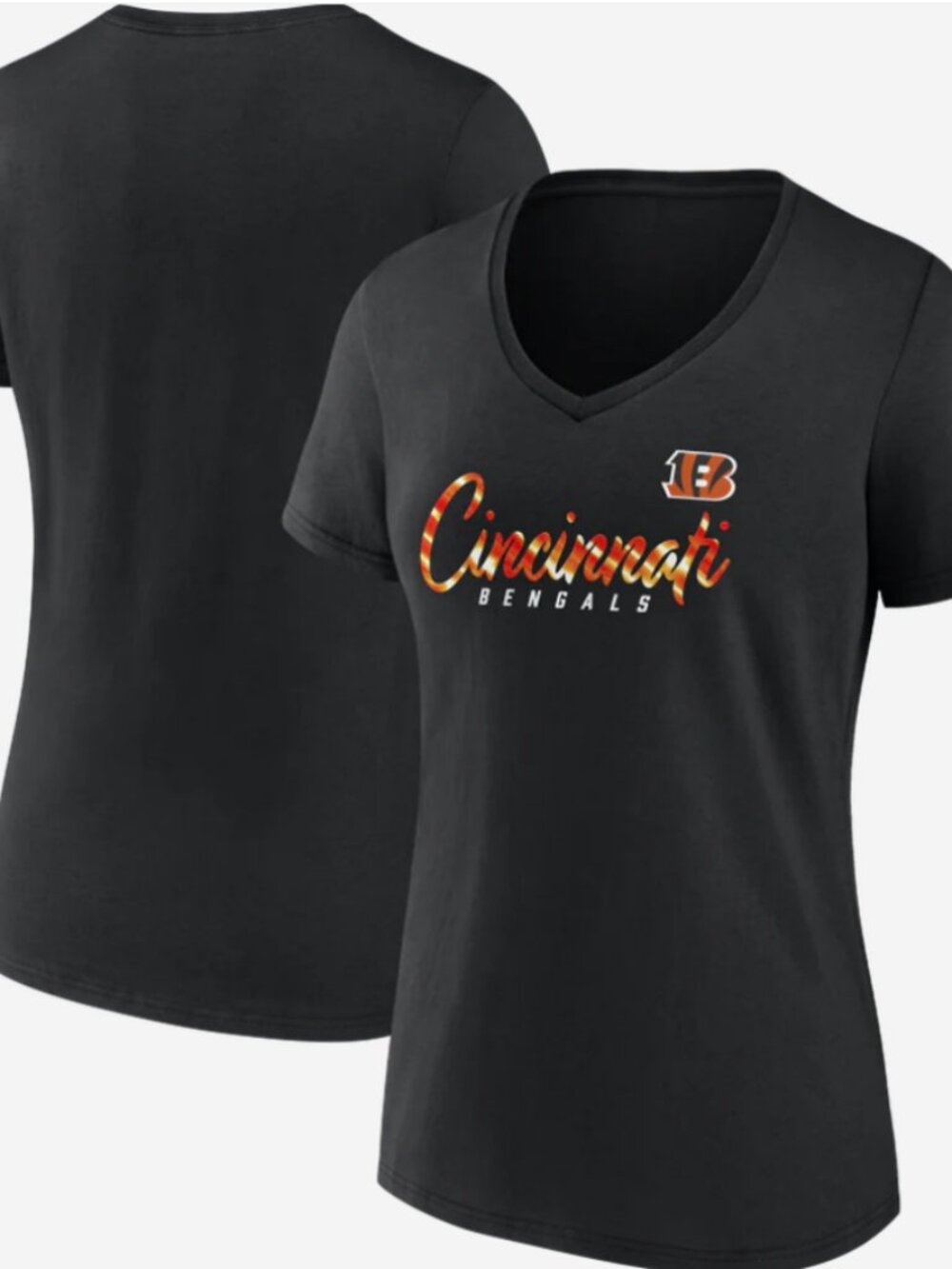 Women's Fanatics Black Cincinnati Bengals Shine Time V-Neck T-Shirt